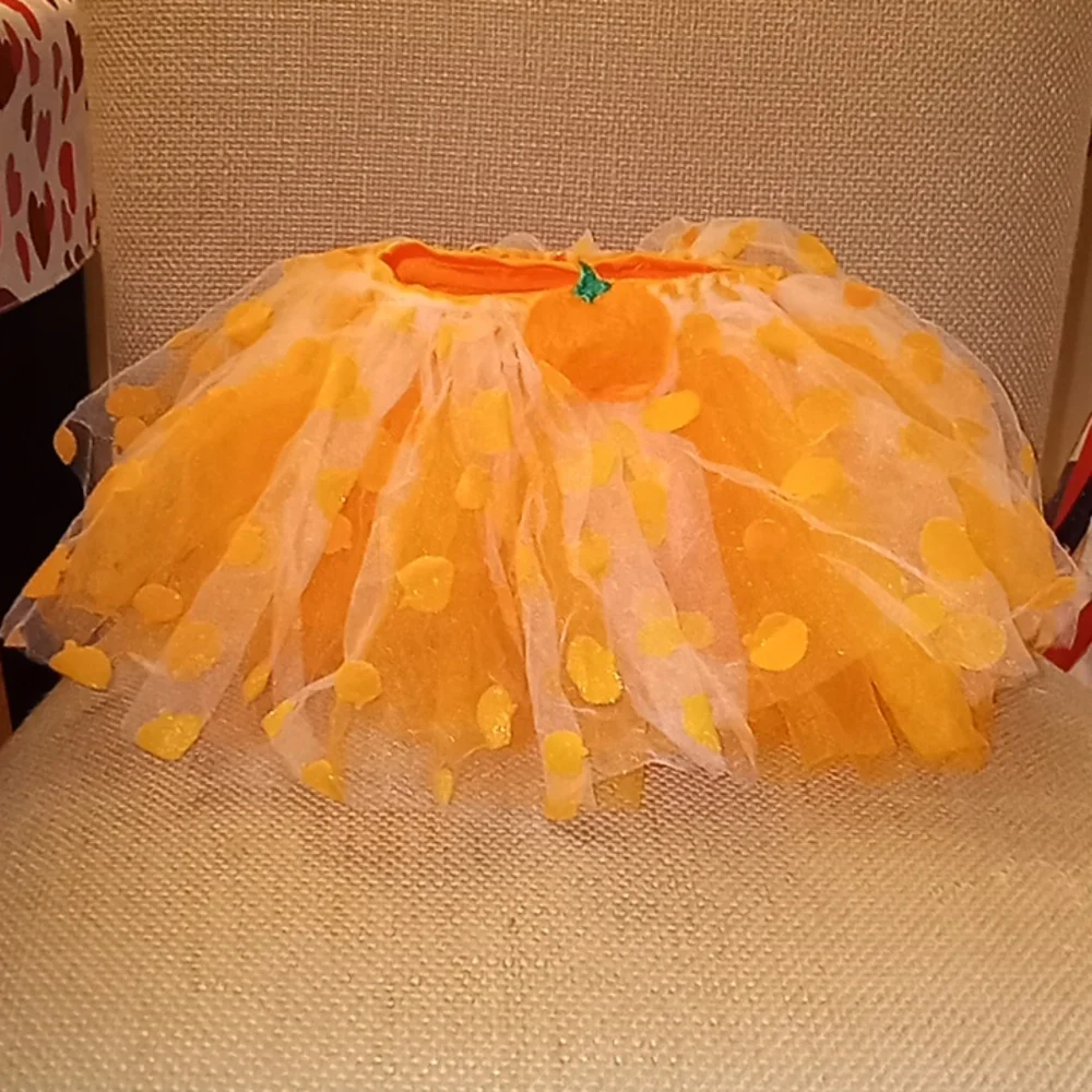Baby Gear Halloween Fall Pumpkin Polka Dot Tutu Skirt Size 2T / 4T